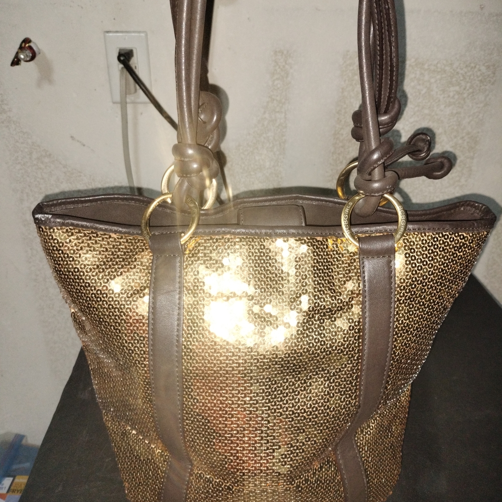 Bcbg Gold Sequin Tote Bag